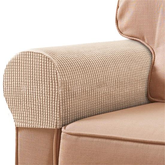 SSH 2Pcs Sofa Arm Protector Anti-Slip High Elastic Polyester Soft To Touch Armrest Slipcover Household Supplies