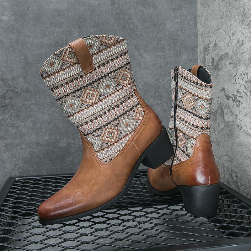 Модные классические джинсовые ботинки в стиле вестерн, мужские туфли челси, остроносые зимние мужские туфли с высоким верхом, модные зеленые туфли на высоком каблуке