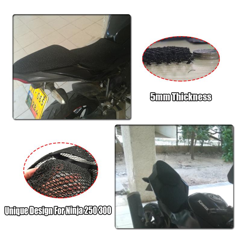 Ninja 250 300 Motorcycle 3D Mesh Seat Cover Cushion Guard Waterproof Insulation Net For Ninja250 Ninja300 Accessories