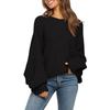 Women's Round Neck Solid Color Loose Knitted Long-sleeved Top