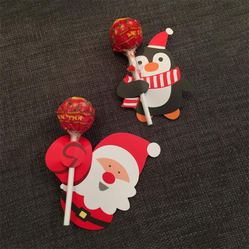 50 шт. Бумажные карточки для леденцов с Санта-Клаусом и снеговиком, Рождественские палочки для леденцов, Безопасная бумага, Конфеты, Шоколад, Рождественские украшения для конфет своими руками