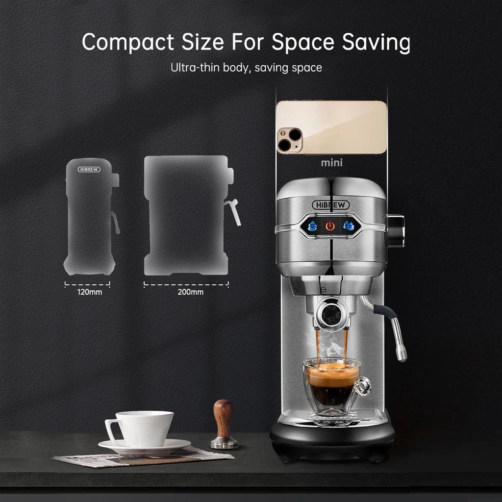 Semi-Automatic Coffee Machine Hibrew 19 Bar 1.1L Water Tank, Hot and Cold Extraction Espresso and Cappuccino Machine H11