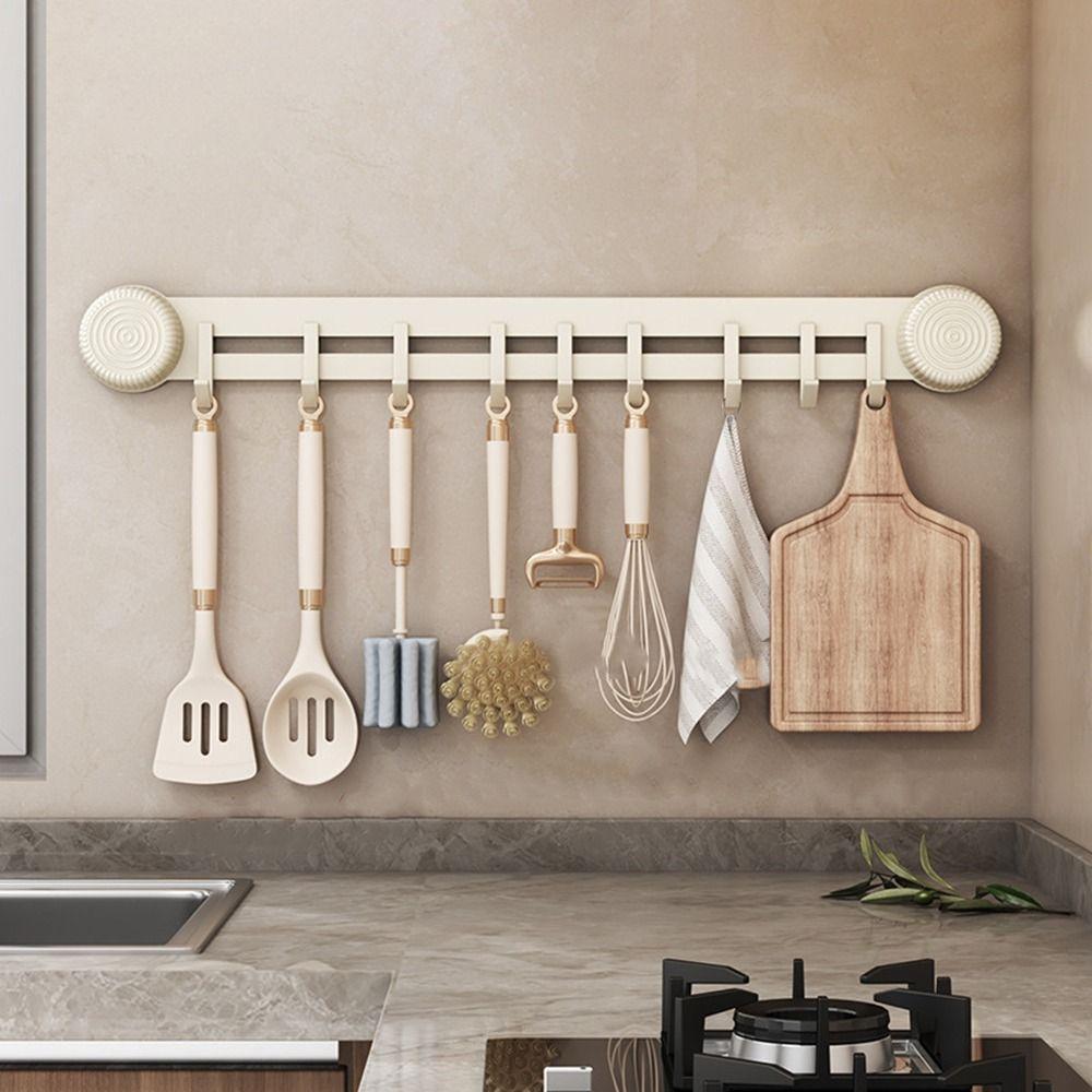 Carbon Steel Vacuum Sucker Towel Rack Punch Free Sundries Storage Hook Coat Hanger Kitchen