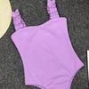 Lady Swimwear Solid Color Whorl Ruffled Monokini for Bright Summer Beach