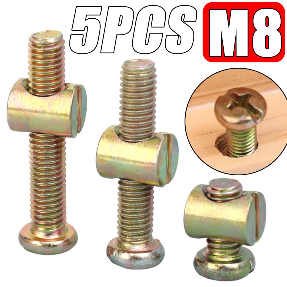 5pcs Screw Fasteners Hardware Flat Head Bolts Hammer Embedded Nut Carbon Steel Plated Connector Fixing Screws Set Fastener