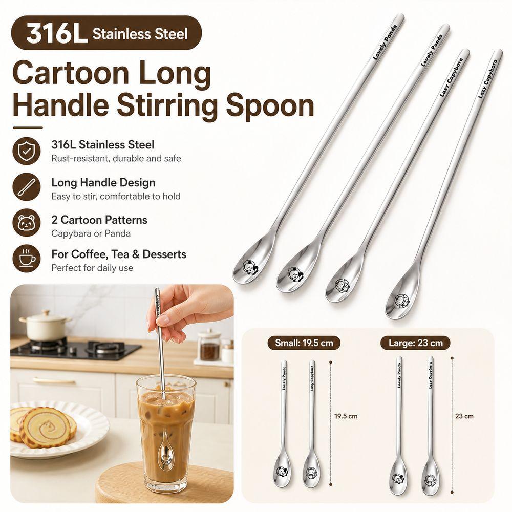 316 Stainless Steel Long Handle Spoon Long Handle Mixing Spoon New Stirring Spoon Coffee Stirring