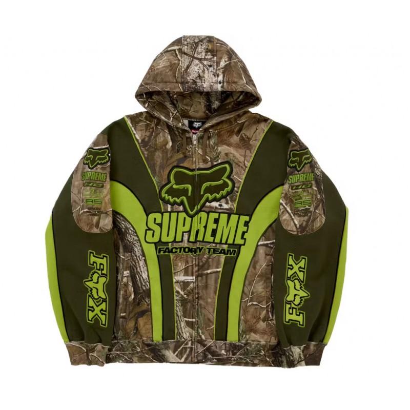 Unisex Vintage Camo Zip-Up Hoodie Sweatshirt - Loose Fit Casual Sportswear