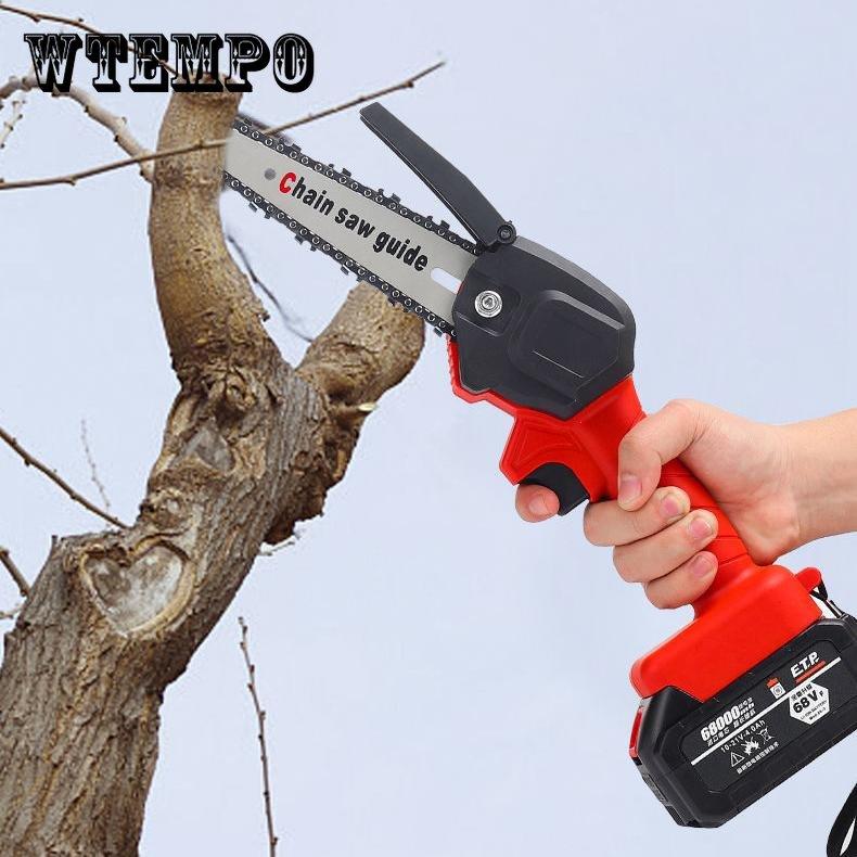 Бензопила с литиевой батареей, перезаряжаемая портативная цепная пила, уличная беспроводная маленькая лесозаготовительная машина, одноручная пила, обрезная пила