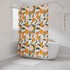 Mildew Proof Orange Peach Shower Curtain with Hook Bathroom Privacy Curtain  Dormitory