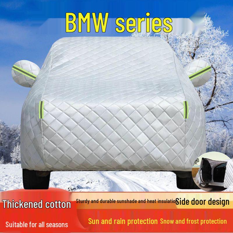 Чехол для автомобиля BMW: Подходит для 3 серии, 5 серии, X1, X3, X5, iX3 - Защита от солнца, дождя, града с использованием плотного стеганого хлопка