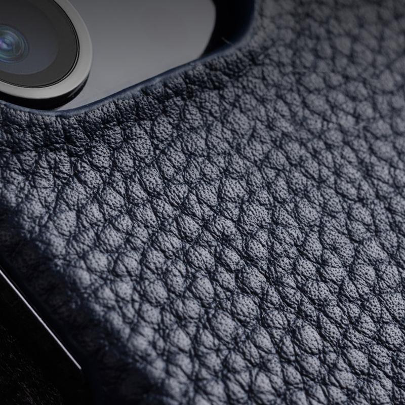 MELKCO For iPhone 13 Pro Max 6.7 Inch Large Cutout Phone Case Genuine Cow Leather+PC Cover