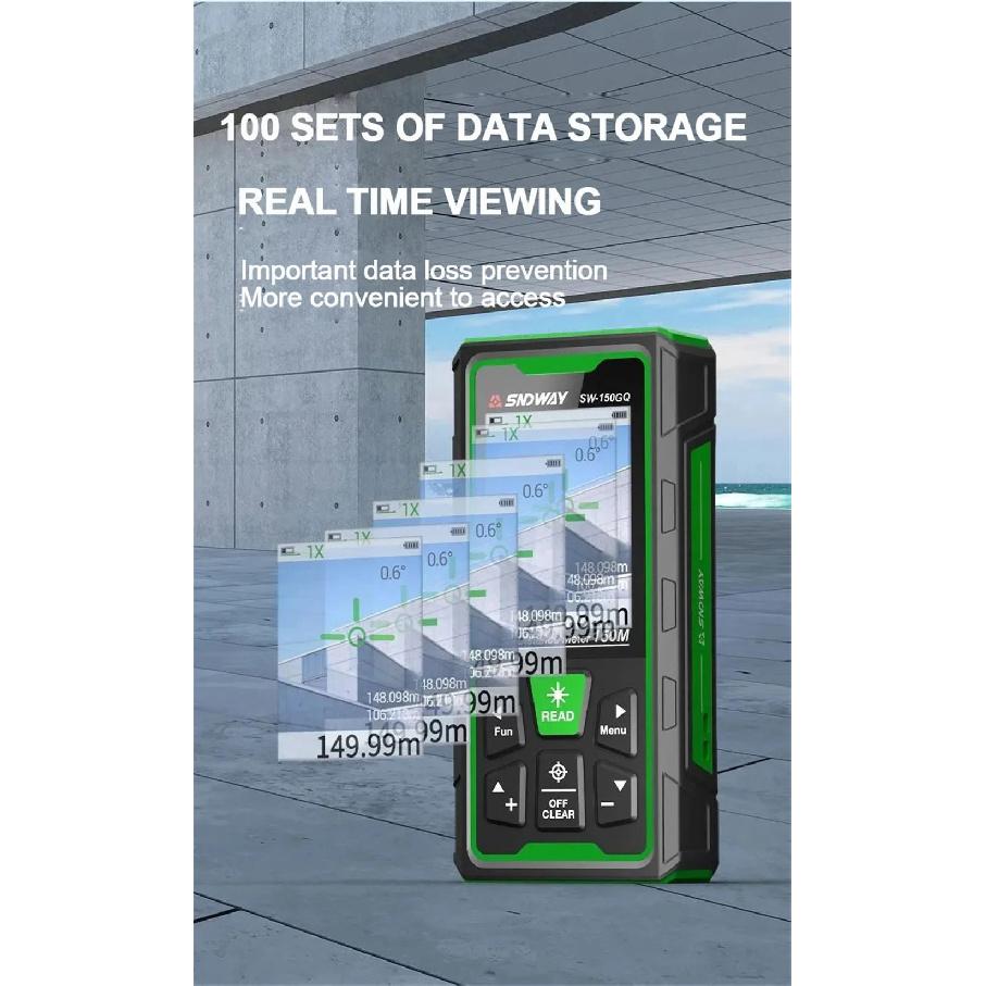 SNDWAY Digital Rangefinder Bluetooth Laser Distance Meter 4X Zoom Green Laser Tape Measure Range Finder
