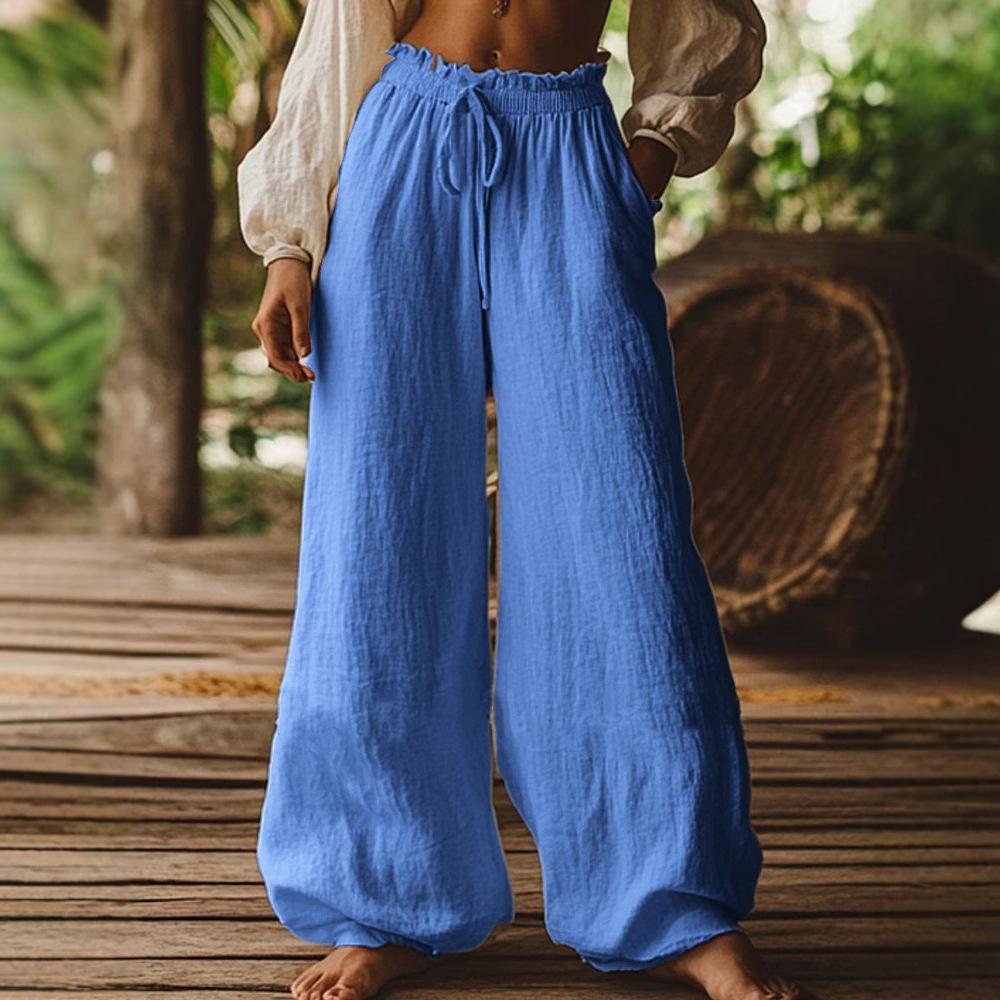 Женские брюки с высокой талией на кулиске, широкие, свободного кроя, повседневные, разных цветов