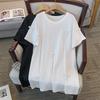 Женская футболка большого размера, стройнящая, свободная, с коротким рукавом, средней длины (200-350 цзиней) 9116