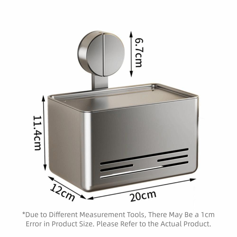 Aluminum Suction Cup Tissue Box With Drawer Waterproof Toilet Paper Holder Non-perforated Suction Cup Mount Roll Holder