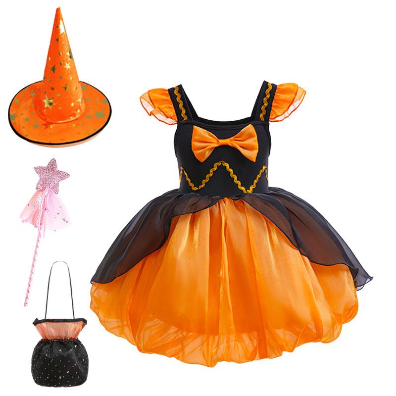 Children's Dresses Girls Costumes Little Witch Pumpkin Costumes