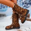 Модные новые женские туфли 2024 года, осень, новейший дизайн с молнией спереди, женские ботинки с леопардовым принтом, повседневные модные ботинки большого размера на толстой подошве