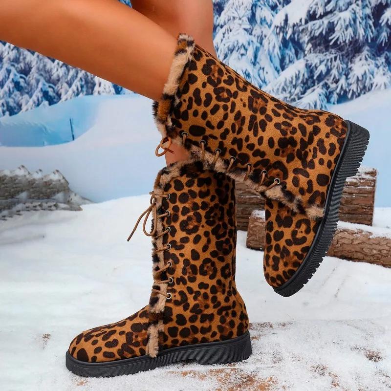 Модные новые женские туфли 2024 года, осень, новейший дизайн с молнией спереди, женские ботинки с леопардовым принтом, повседневные модные ботинки большого размера на толстой подошве
