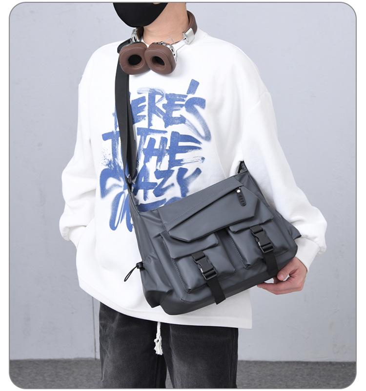 Модная универсальная мужская сумка кроссбоди: Текстура кожи, Рабочий стиль, Большая вместимость