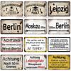 Vintage ACHTUNG HALT War Metal Signs Berlin Tin Sign Plaque Metal Plate Wall Decor For Pub Club Man Cave Plate Bar Decoration