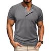 Летняя мужская рубашка Хенли, модная мужская футболка с коротким рукавом, тренд, универсальные повседневные топы с коротким рукавом