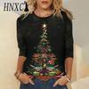 Women's Fashion Casual Autumn Winter Christmas Print Long Sleeve O-Neck Blouses & Shirts