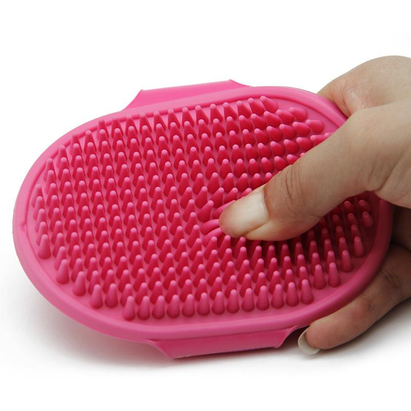 Rubber Dog Bath Massage Brush Fur Grooming Comb Pet Cleaning with Adjustable Belt Antislip Silicone Washing Glove Hair