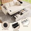 3-in-1 Multifunctional 3-Seater Sofa with Sleep Function, Pull-Out Metal Frame, Storage, Armrest Tray and USB Charging Port, Beige[old sku:N653P2570A]