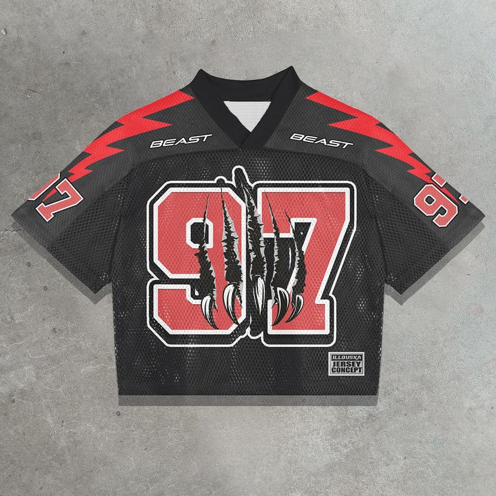 Футболка Y2K American Harajuku Hip Hop Fashion Football Jersey Streetwear Vintage Casual Breathable Splicing Free Short Sleeve