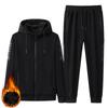 Men Fleece Warm Tracksuits Winter Thicken Jackets Sweatpants Male Zipper Hooded Sportswear Suit Two-piece Set