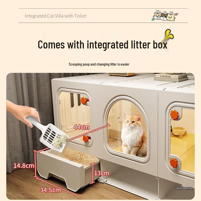 Интегрированная Кошачья Вилла с Туалетом для Маленьких Квартир – Компактный Кошачий Домик с Одной Комнатой и Прихожей