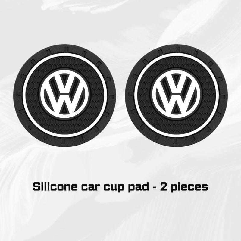 HAT1 2pcs Car Cup Holder Mat Leather Water Coaster Pad For VW Volkswagen VW ID3 ID4 Golf 7 8 MK8 T-cross Passat B8 Tiguan Jetta Skoda