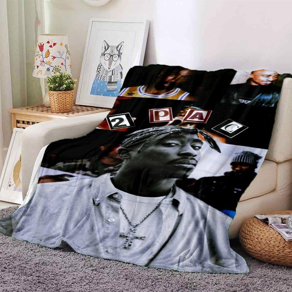 1 шт. Плед в стиле Hip Hop 2Pac, Мягкий, Легкий, Для всех сезонов, Многоцелевой плед для дивана, кровати, офиса и пикников, Французский стиль с культовыми обложками альбомов и цитатами