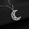 Stainless Steel Crescent Moon Necklace Vintage Pentagram Amulet Gift