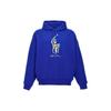 Polo Lettered Hooded Pullover Fitted Long Sleeve Sweatshirt Men Sweatshirt Blue 710926613-003