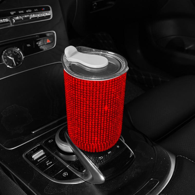 Автомобильная хрустальная кружка для напитков из нержавеющей стали с крышкой, соломенная бутылка для воды с блестками и бриллиантами, автомобильная кофейная кружка