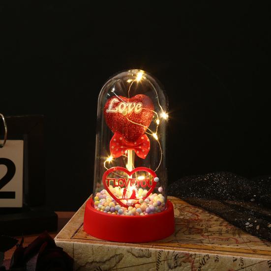 2 Pcs Love Heart in A Dome LED Light Up Heart Ornament Anniversary Valentine's Day Christmas Birthday Gift for Women Her Wife Mom