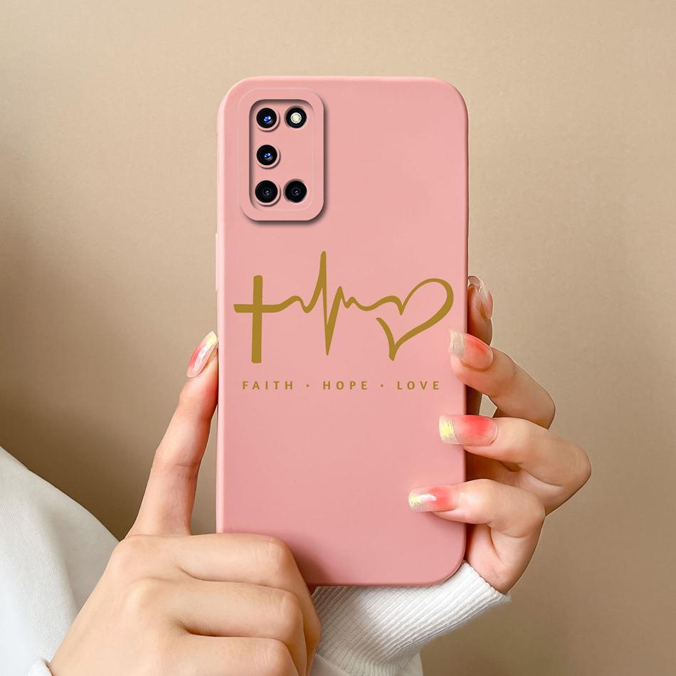 For Oppo A52 A72 A92 Case Butterfly Heart Simple Back Cover Soft Liquid Silicone Funda Camera Protection Anti Drop Phone Housing