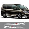 2 шт., наклейки на боковые двери автомобиля для Nissan Serena C23 C24 C25 C26 C27, аксессуары, тюнинг, длинные полосы, графика, винил