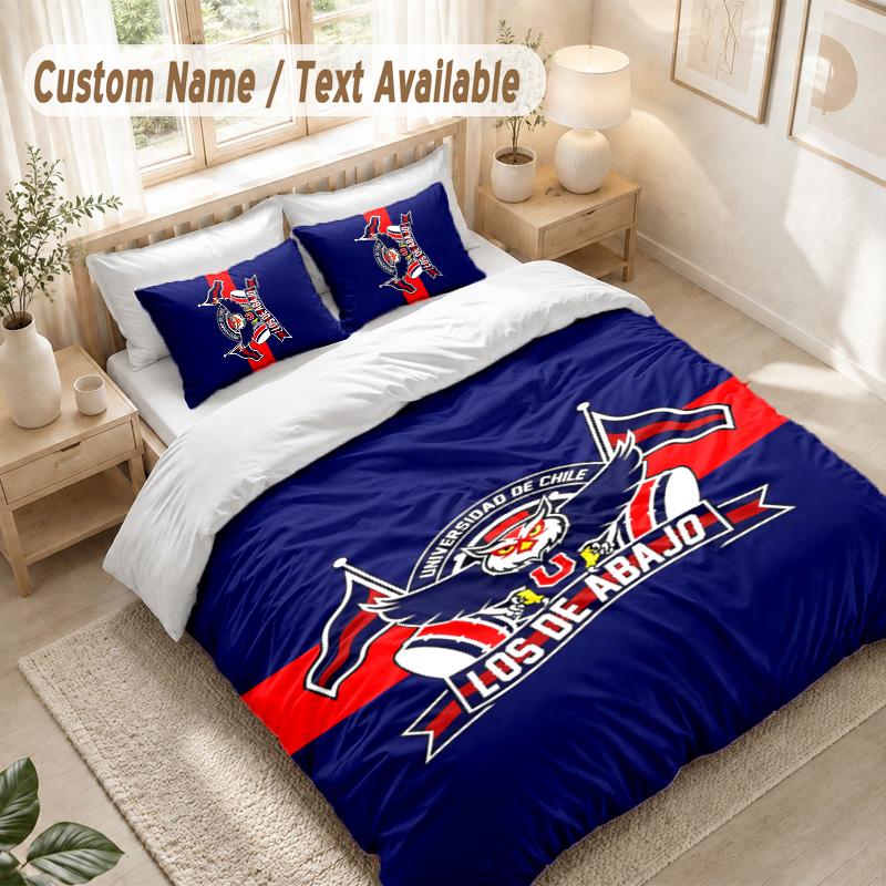 Universidad de Chile Bedding Set, 1 Duvet Cover & 2 Pillowcases Soft Comfortable Bedroom Home Textile Decor