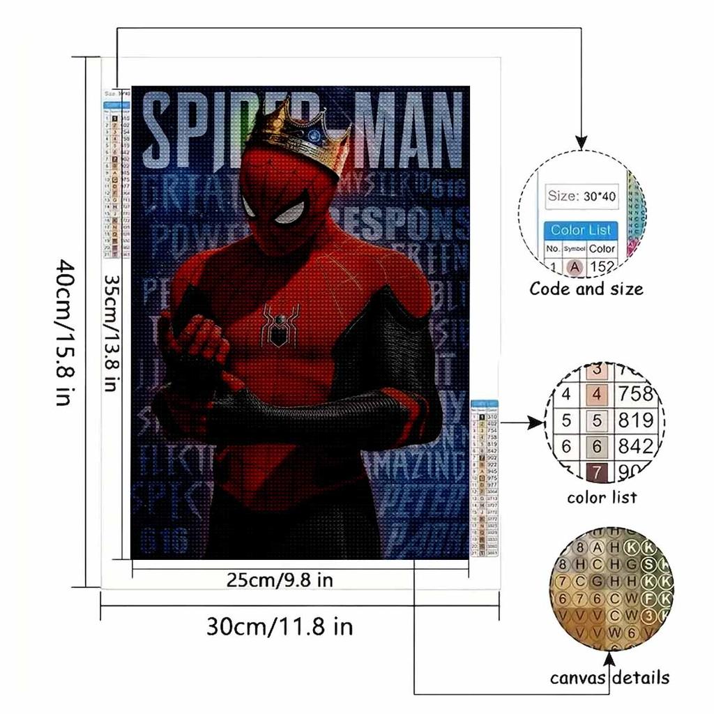 Full Round Diamond Painting "Spider-man" Art Rhinestone Picture Mosaic DIY 5D Cross Stitch Embroidery Home Decoration