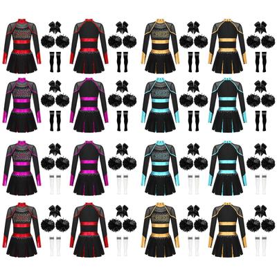 Детский костюм лидера группы поддержки на Хэллоуин, униформа черлидинга, платье с помпонами и носками, карнавальный нарядный наряд для вечеринки