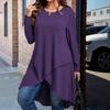 Plus Size Asymmetrical Hem Loose Long Sleeve Top (European & American Style, 2025)