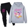 PB1212 Детские Мальчики Девочки Kpop Мира Зои Руми Саджабойс Принт Толстовка с Длинными Рукавами Штаны Брюки Комплекты Одежды
