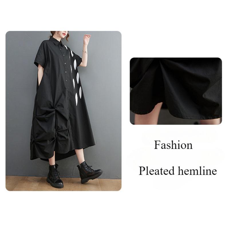 Summer Women's Dress Loose Large Size Cool Comfort Short Sleeve Printed Skirt Artistic Temperament In The Long Casual Dress