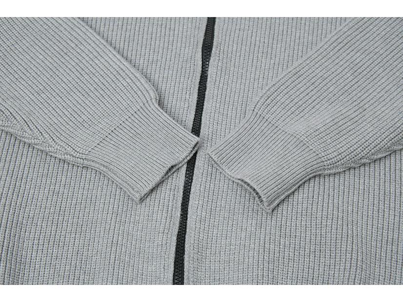 STONE Унисекс Кардиган на молнии с воротником-стойкой и нашивкой Вязаный свитер для осени/зимы