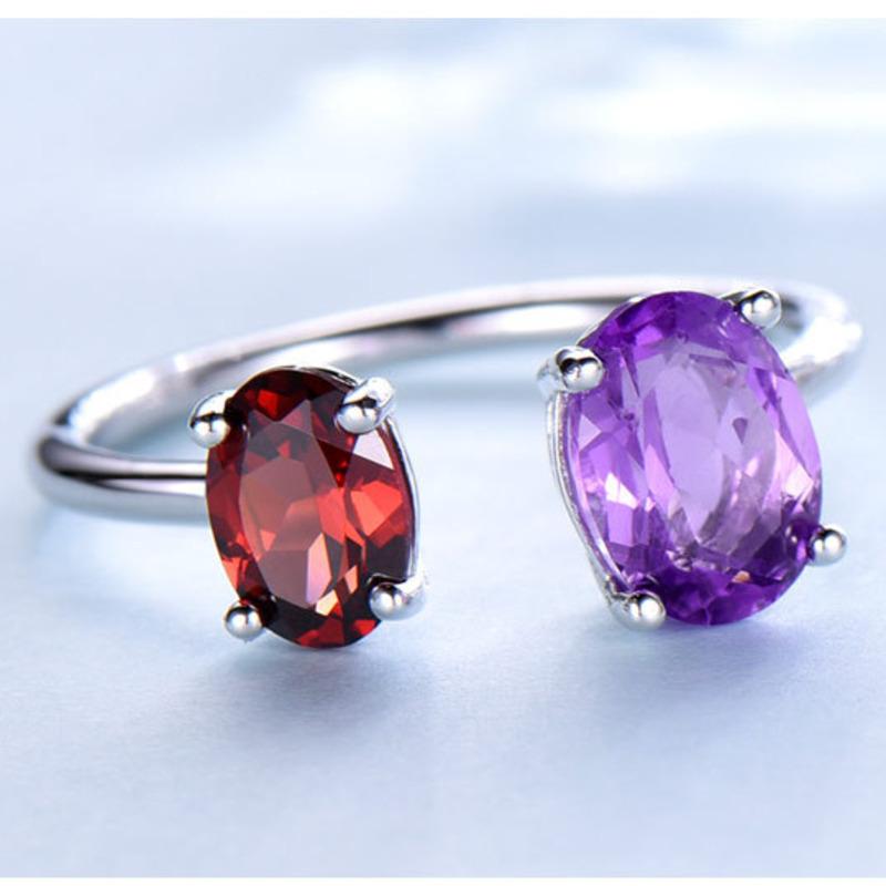 Gica Gema Классические ювелирные изделия из серебра 925 пробы, серебряные кольца с аметистом для женщин с драгоценными камнями овальной формы, обручальный женский подарок