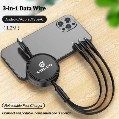 3-в-1 Кабель для передачи данных USB Type C Выдвижной Быстрое Зарядное Устройство Для Volvo V60 T6 V40 XC90 S60 XC60 V50 V70 S90 XC40 S80 V90 C40 S40 Rdesign
