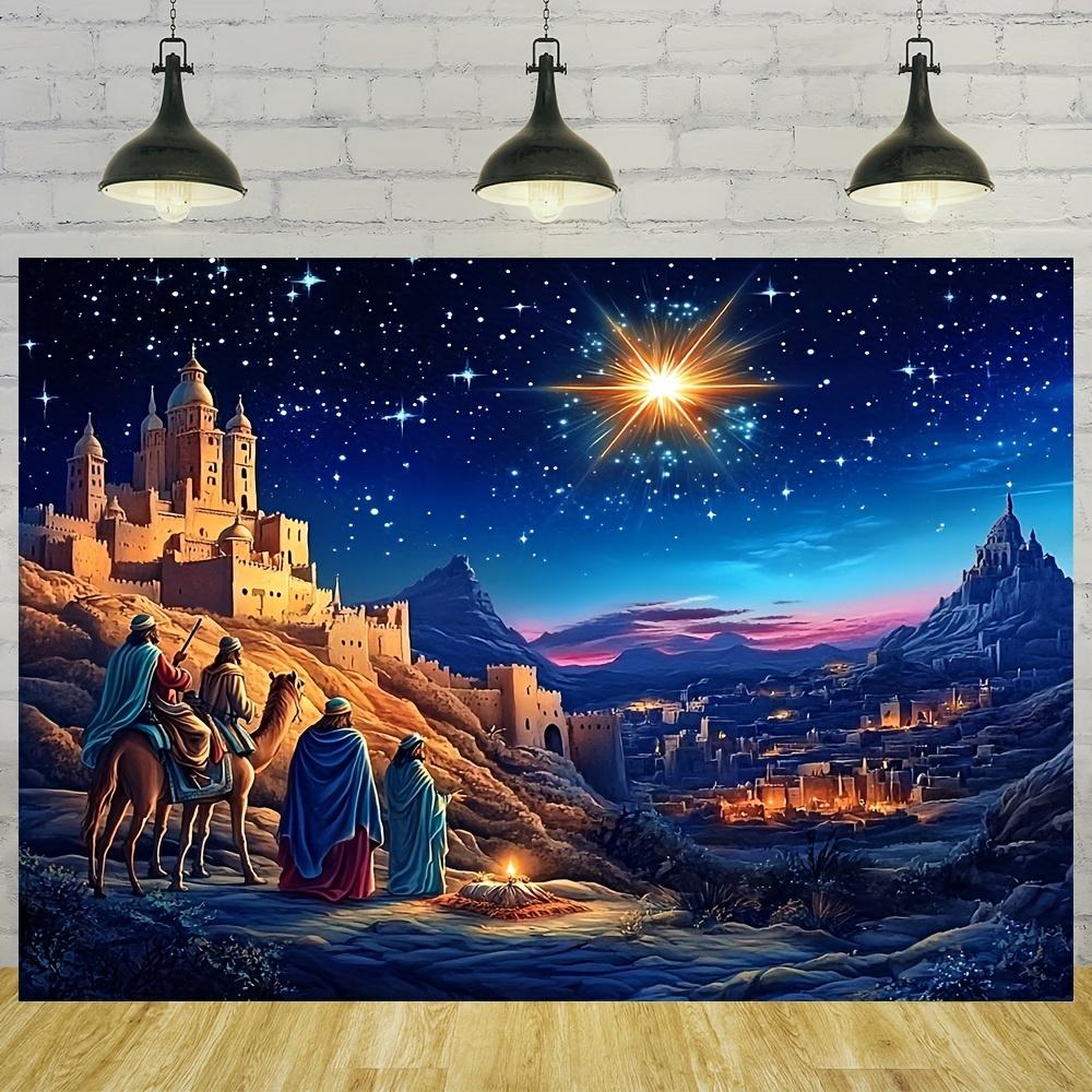 2D banner 1 piece 1 piece Christmas night scene background suitable for holiday decoration bedroom and living room