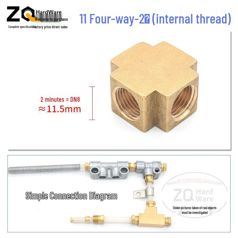 Oil Circuit Distributor Set: Nylon Tube, Copper Double-Ended Plug, Bushing, Inner Snap Ring (810x1 to 1/4), 68mm.